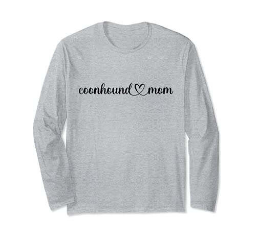 Dog Heart Love Coonhound Mom Long Sleeve T-Shirt, Grey