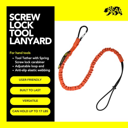 Image of 3 Foot Safety Tool Lanyard, Tough Scaffold Hard Hat Lanyard with Carabiner, Adjustable Loop End, Ultra-Durable, Premium Quality Materials Ideal for Scaffold, Tools, Construction 10PK Orange (0929OS)