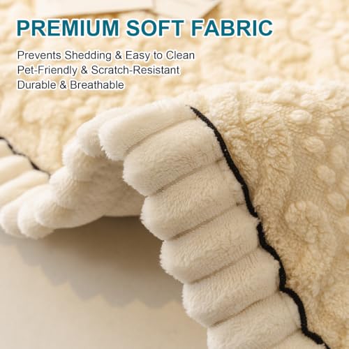 KRFOONN Couch Cover for Dogs Washable Pet Couch Covers for 2 Cushion Sofas Non-Slip Dog Sofa Protectors Cushion Covers Soft Sofa Slipcovers Cushion Protector for Pets Mat (Pattern-Beige, 27.6" x 59") — view 2