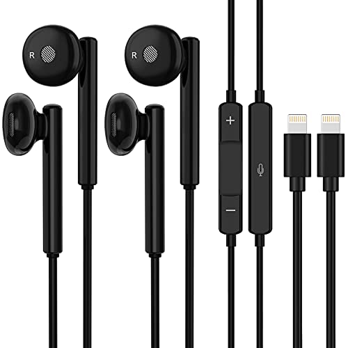 iPhone Earbuds, Wired Earphones 2 Pack Headphones Noise Isolating Cancelling Stereo Headset for Calling and Music Listening Compatible with iPhone 12 12 Plus 11 8 8plus X Xs XR Xs max pro se iPad iPod