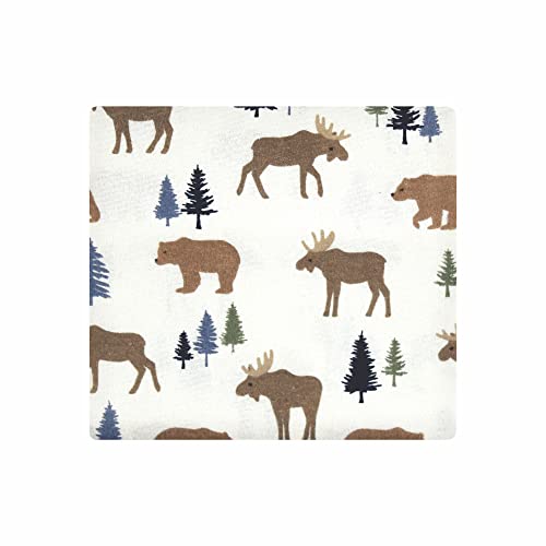 Hudson Baby Unisex Baby Cotton Flannel Receiving Blankets, Moose Bear, One Size