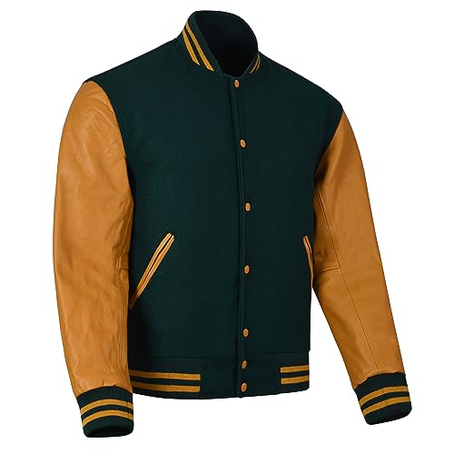 Image of Varsity Jacket Baseball Letterman Jacket- Wool and Leather Premium Quality Unisex Basketball Jacket