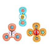 ★ 【Ocasiones especiales】 Nuestros juguetes para bebés son adecuados para todo tipo de lugares. La ventosa de goma suave en la parte inferior puede absorber cualquier superficie plana. Es práctico y firme. Se puede aspirar sobre mesas, paredes, suelos, bañeras, etc. Además, nuestro juguete de peonza para bebés es muy pequeño y se puede colocar en una bolsa pequeña para facilitar su transporte.