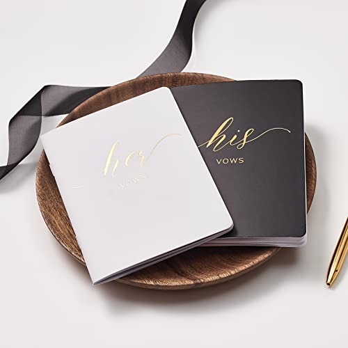 Akitsuma Vow Books For Wedding Bride And Groom Booklet For Wedding Gift Set Of 2 (Black + White/Gold Foil) #TOP3