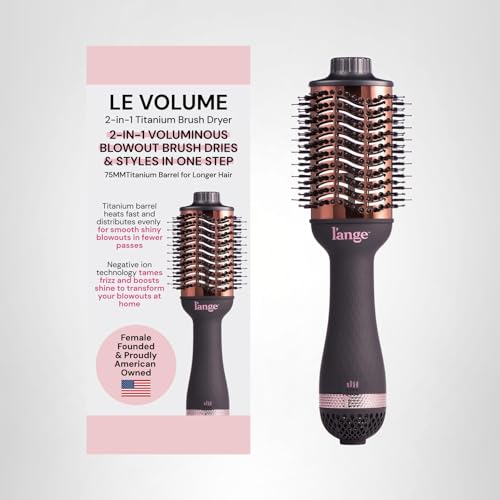 L’ANGE HAIR Le Volume 2-in-1 Titanium Blow Dryer Brush | Hot Air Brush for Hair Drying & Styling | Ionic Oval Barrel for Smooth, Frizz-Free Volume | (Black – 75mm)
