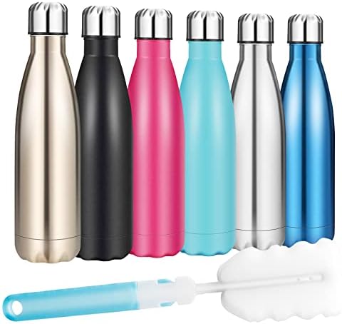 Insulated Water Bottle, Vacuum Stainless Steel & Vacuum Flask Comes with a Cleaning Brush -500ml Stainless Steel Vacuum Bottle, Double Wall Design, Standard Mouth, for Outdoor Sports-Black
