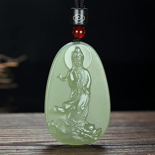 Quan Yin Buddha Necklace Green Jade Guan Yin Goddess Pendant Lucky Chain Amulet Feng Shui Jewelry Gift for Women Men2