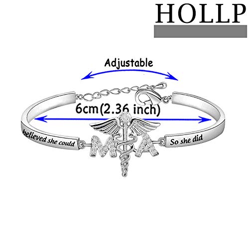 HOLLP MA Medical Assistant Graduation Gift Bracelet - She Believed She Could So She Did2