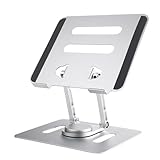 UPERFECT Silver Portable Monitor Stand, Adjustable Laptop Stand with 360 Rotating Base, Ergonomic Laptop Riser for Desk, Heavy Duty Aluminum Stand for 7-22 Inch Monitor/Laptops/Tablet/Phone