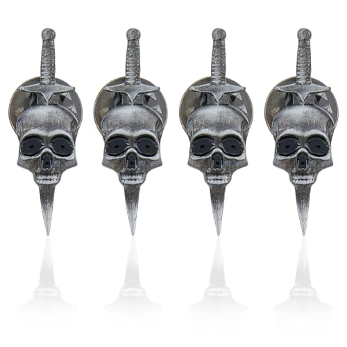 SUPERFINDINGS 4 broches góticos de calavera, vintage, gótico, calavera, dagas, insignia, estilo punk, broche de calavera, alfileres de calavera, alfileres de esqueleto para decoración de disfraces de
