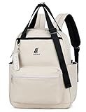 Kah&Kee Backpack Purse For Women Man Convertible Backpack Tote With Laptop Compartment 14 Inch Work Backpacks Waterproof Nurse Teacher Bag College Tote Daypack (Beige)