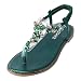 Sandali estivi da donna, scarpe piatte, con strass, tanga, sandali da spiaggia, sandali alla moda, piatti, estivi, casual, alla moda, verde, 38 EU