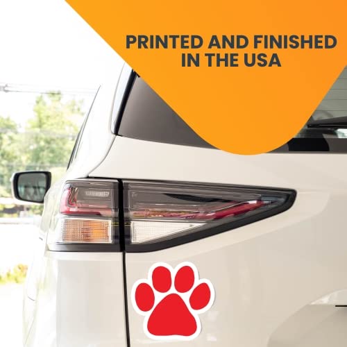Image of Red Pawprint Car Magnet 5 Inch, Dog Lover Gift | Heavy duty magnetic decal for car, truck, SUV or fridge, full color UV printed