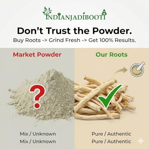 Image of IndianJadiBooti Safed Musli Root (Chlorophytum Borivilianum) - 250g | Raw White Musli /Shwet Musli | Natural Stamina, Energy & Muscle Support | AA Grade Whole Dried Roots