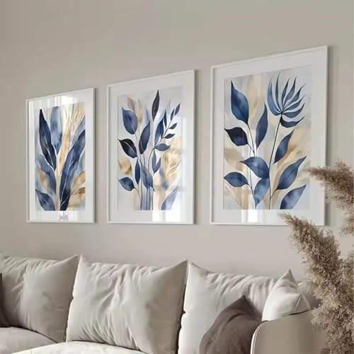 Affiches de plantes aquarelles bleues pour illuminer un salon contemporain avec chic