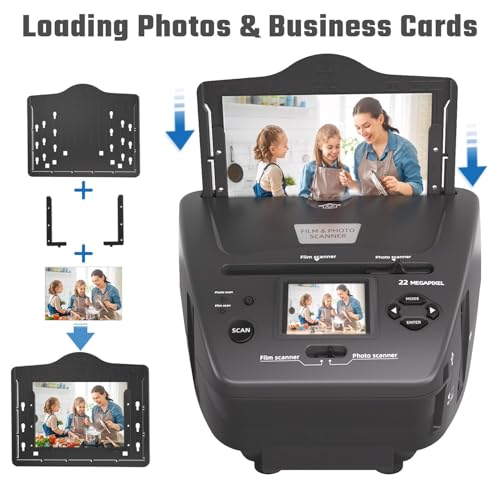 Film- und Fotoscanner mit 6,1 cm (2,4 Zoll) LCD-Display, konvertiert 135 Folien mit 35 mm / 135 Negativfilme, Fotos, Visitenkarte in Digitale Bilder mit 22 MP, SD-Karte mit 4 GB