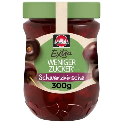 Schwartau Extra Weniger Zucker Schwarzkirsche, zuckerreduzierter Fruchtaufstrich, 300g Cover