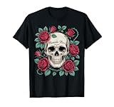 Photo Gallery memento mori teschio e rose dark gothic floral art maglietta Photo Gallery memento mori teschio e rose dark gothic floral art maglietta
