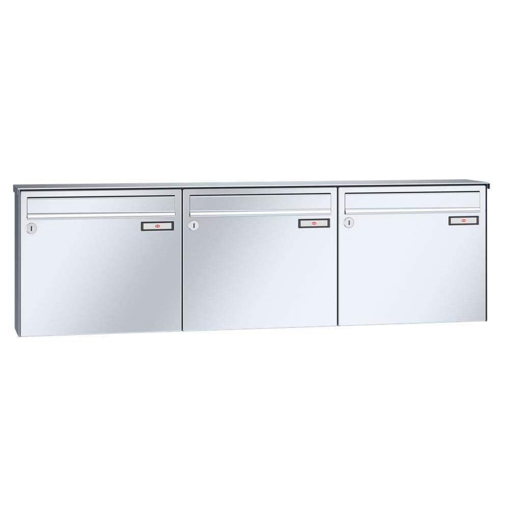 RENZ Basic B cassetta postale a 3 posti fissata a muro in acciaio inox V4A 17 L