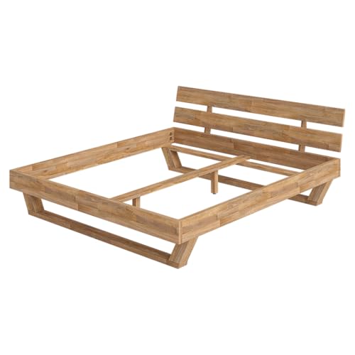 skølm Nornir Massivholzbett 180x200 cm – Bettrahmen aus Massivholz Eiche geölt – hochwertiges Holzbett mit Kufen Bettbeinen– Bettgestell mit 2 Streben als Bettkopf – geeignet als Doppelbett – Bild 4