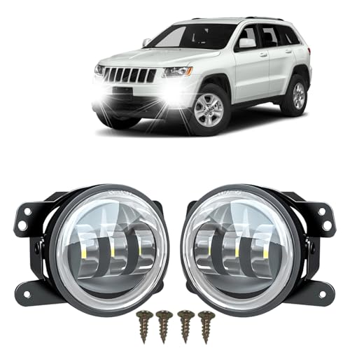 MNWHUC Fog Lights 4 inch OEM VCH2594103 For JEEP GRAND CHEROKEE 2011-2013 Front Bumper Driver&Passenger Left Right Fog Lights Lamps, with Turn signal lamp and DRL,Super Bright 6000K cool white Beam