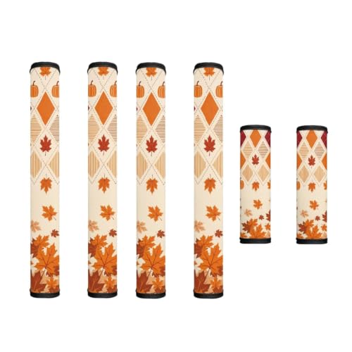 Image of Fall Decor Refrigerator Door Handle Covers Set of 6 Washable Kitchen Appliance Decor Handles Keep Clean Anti-Slip Fridge Accessories Home Decor, Maple Leaf Autumn Beige