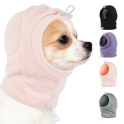 Image of MIGOHI Small Dog Anxiety Relief Ear Muffs - Anti-Slip Dog Ear Cover for Thunderstorm, Fireworks, Sound Reducing Ear Padding & Keep Warm Wrap for Small Dog,M,Pink