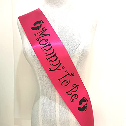 Image of Mommy to Be Sash, Hot Pink Baby Shower Decorations for Baby Girl, New Mom Gift Ideas for Mother to Be, Pregnancy Announcement, He or She Gender Reveal Party Supplies