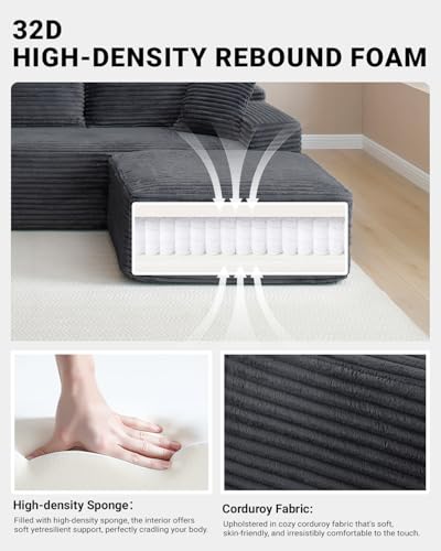 image for HANXIN 95 Inch Cloud Sectional Couch,Modular Sectional Sofa with Deep 