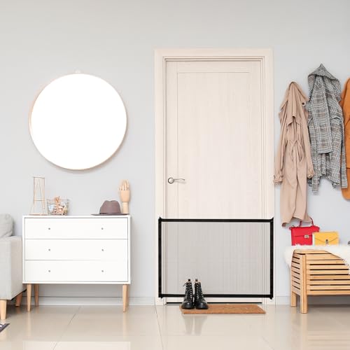 2 Stück Absperrgitter Hund Treppenschutzgitter Ohne Bohren, Treppenschutzgitter Ausziehbar, Türschutzgitter Ohne Bohren 110×70CM, mit 8 Klebehaken, geeignet für den Innen- und Außenbereich