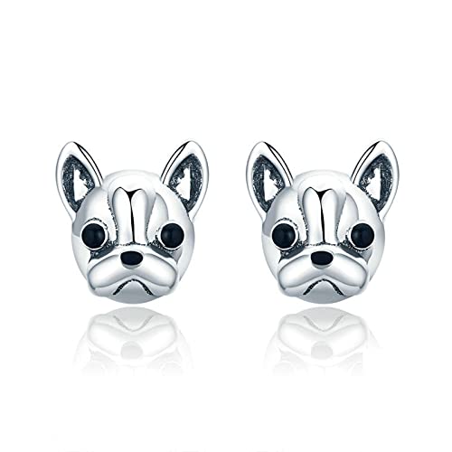 Boucles d'oreilles bouledogue français argent 925 cadeau femme bijoux