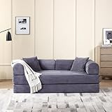 Schlafsofa, umwandelbar, 198,1 cm, Klappsofa mit 2 Kissen, 3-Sitzer-Bodensofa für Wohnzimmer, keine Montage erforderlich