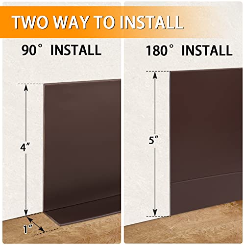 Vinyl Wall Base 4" Vinyl Baseboard Molding Flexible Vinyl Floor Base With 1" Crease Rubber Base Molding For Wall Easy To Install Use To Cover Wall Crevice (5" Wide X 19.7' Long, Brown) #TOP7