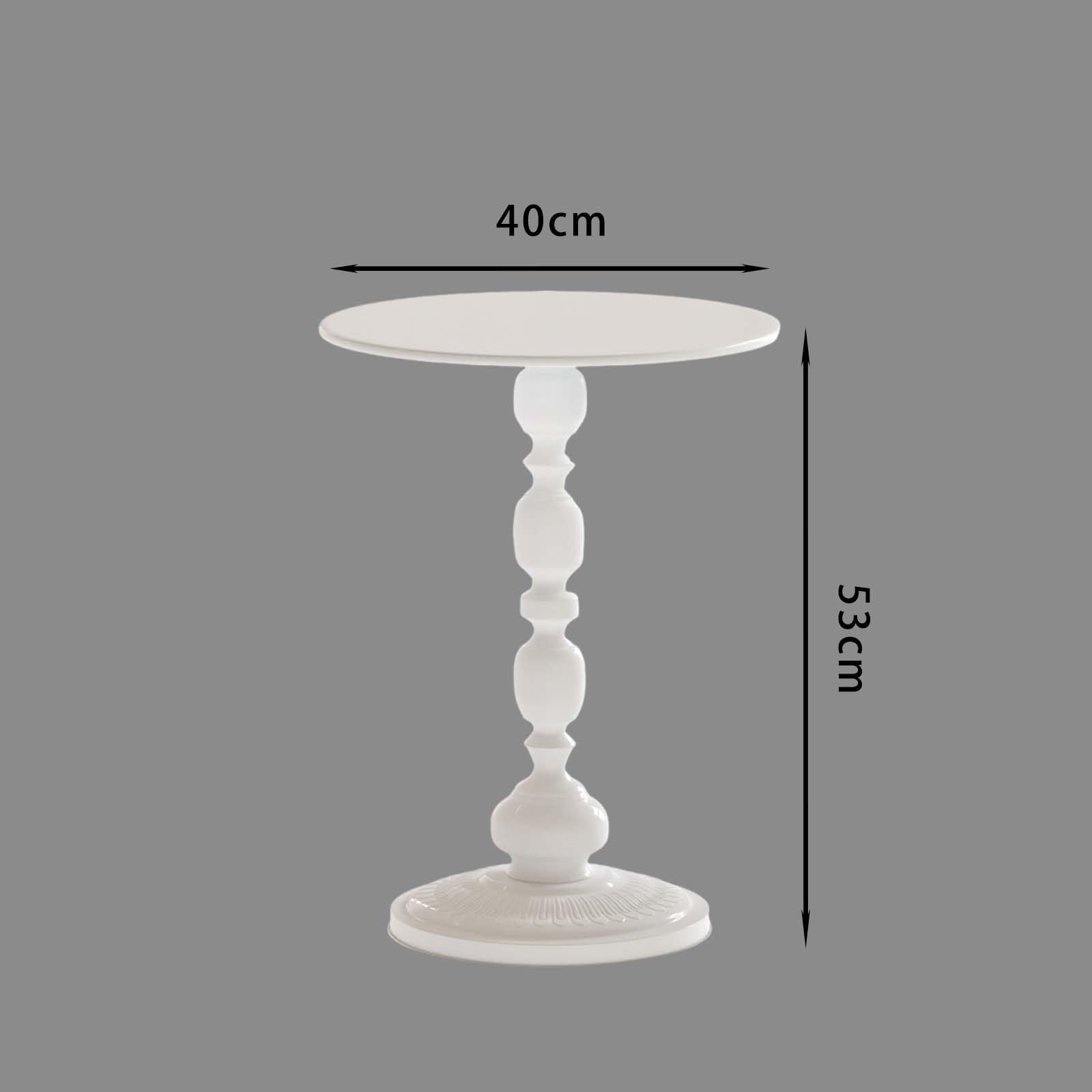 Set di 2 tavolini rotondi in metallo, colore bianco, tavolino piccolo per soggiorno, camera da letto, balcone, giardino, comodino, divano, 40 x 40 x 53 cm, 2 pezzi