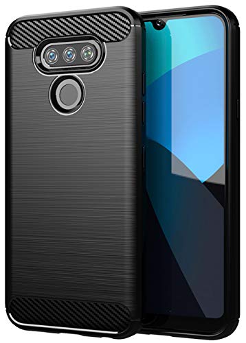 Nakedcellphone [Black Carbon Fiber Flexible TPU Slim Phone Case Cover [Anti-Shock, Anti-Fingerprint] for Cricket LG Harmony 4, LG Premier Pro Plus (L455DL)
