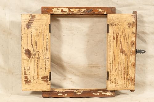 Biscottini Innentür Fenster L 46,5 x T 7,5 x H 56,5 cm - Holztür - Türen für Innen und Außen - Wohnkultur