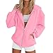 FAEXUM Womens Zip Up Hoodies Oversized Sweatshirts Fall Fashion Outfits Casual Long Sleeve Solid Jackets 2025 Winter Clothes zip up hoodie women