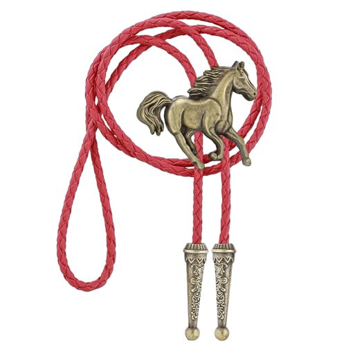 Image of GelConnie Bolo Ties for Men Women Western Cowboy Tie Mens Western Necklace Leather Necktie Gold Bolero Tie Cowboy Necklace