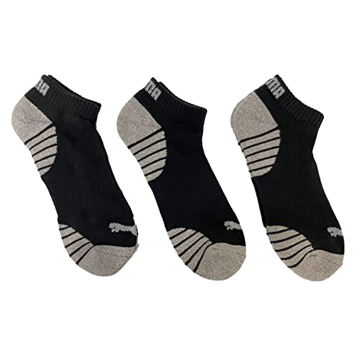 PUMA 3-Pack Men's Half Terry Low Cut Ankle Socks (Black/Grey)