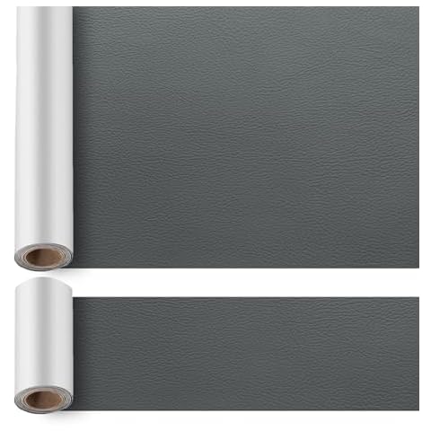 ILOFRI Self Adhesive Leather Repair Tape 3x60'' Bundle with 17x60'' Large Leather Repair Patch for Couches, Furniture, Car Seat, Boat Seat, Sofa, Vinyl Upholstery - Dark Grey #1 Cover