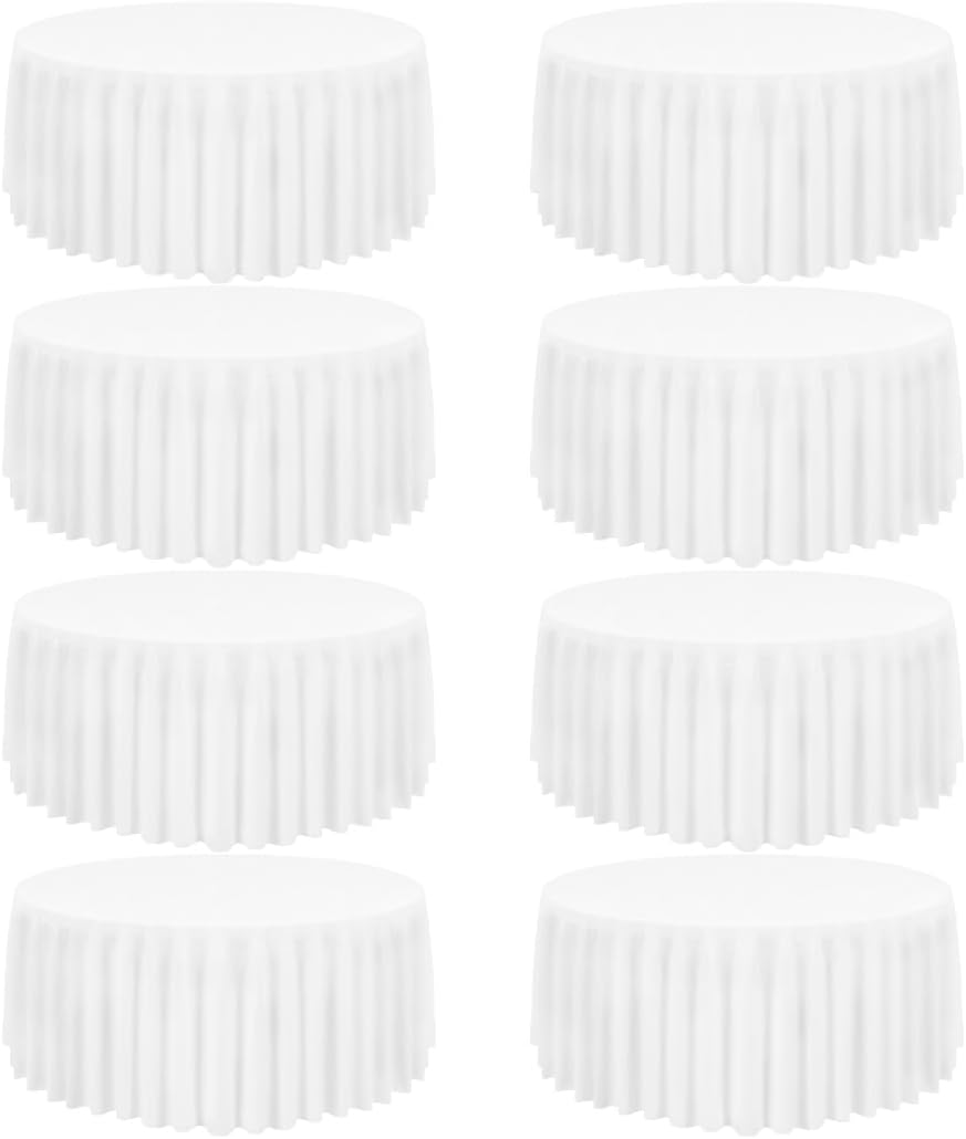 8 Pack Round Tablecloth 120 Inch Cloth White Tablecloth for