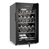 Tylza 24 Bottle Wine Fridge, Wine Cellar with Powerful Compressor, LED Touchscreen, Low-E Tempered Glass Door, Lock, Wine Cooler Refrigerator for Red, White, Champagne or Sparkling Wine, Black
