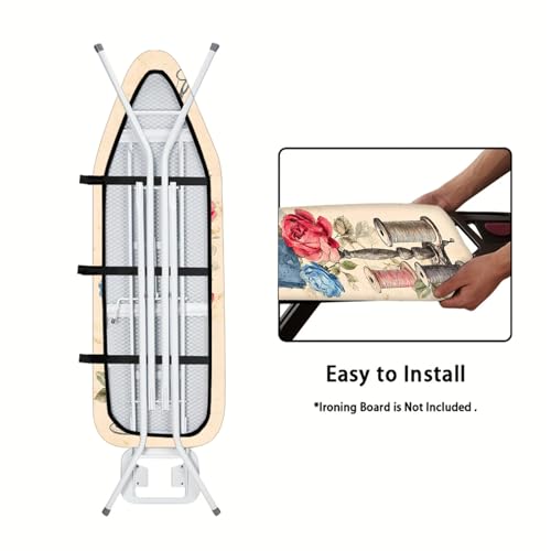Image of Nuxovilar Vintage Sewing Floral Ironing Board Cover 15x54 Polyester | Iron Pad Scorch Guard laundry helper protective board shield home laundry room craft studio (Sewing Elements)