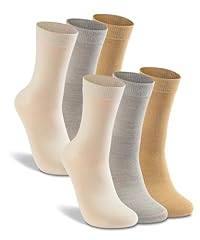 6 Pairs - Cream White/Light Grey/Beige