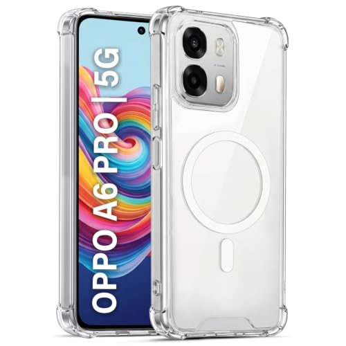 Image of TRUEUPGRADE Back Cover for Oppo A6 Pro 5G Non Mag-Safe Transparent PC + TPU Bumper Case with Magnetic Print Shockproof Protection (Transparent Mag-Safe)