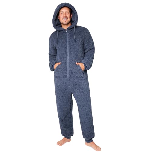 CityComfort Grenouillère Homme Combinaison Pyjama Homme Combi Pyjama Onesie Tout en Un Chaud en Polaire Peluche M-3XL (Gris foncé, M)