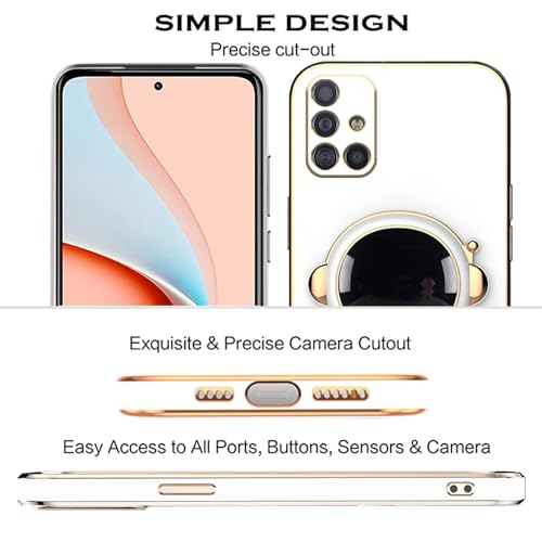 Image of for Samsung Galaxy A51 Case Cute 3D Astronaut Stand Design Camera Protection Shockproof Soft Back Cover (for Samsung Galaxy A51, White)