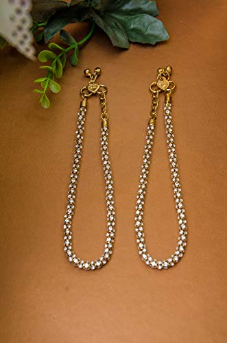 American Diamond Studded Brass Anklet Pair