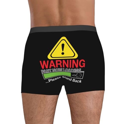 Warning Fart Now Loading Please Stand Back Funny Men's Boxer Briefs Underwear Moisture Wicking Breathable Comfortable Boxer Shorts Panties Soft Stretch Underpants Trunks No Fly,M Multi