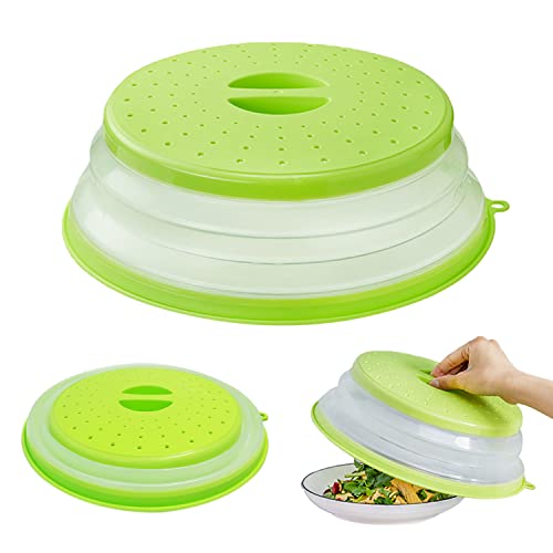 XPOOS 1 Pièces Cloche Micro Onde,Couvercle Pliable pour Micro-Ondes,Couvercle Anti-éclaboussures Micro-Ondes avec Trou De Vapeur,Couvercle Chauffant des Aliments sans BAP Vert